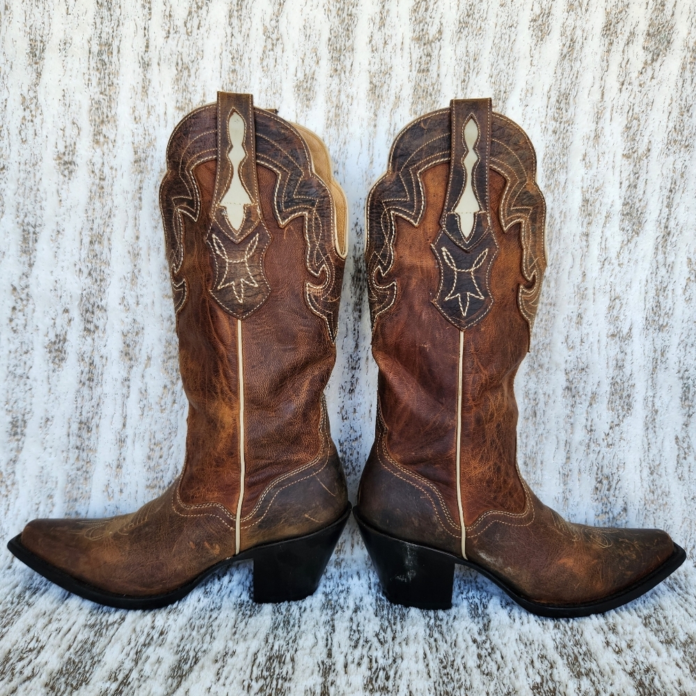 J.B Dillon JBW5001 Western Cowgirl Boot Brown Goat Leather | Women's Size 7B - Picture 6 of 11